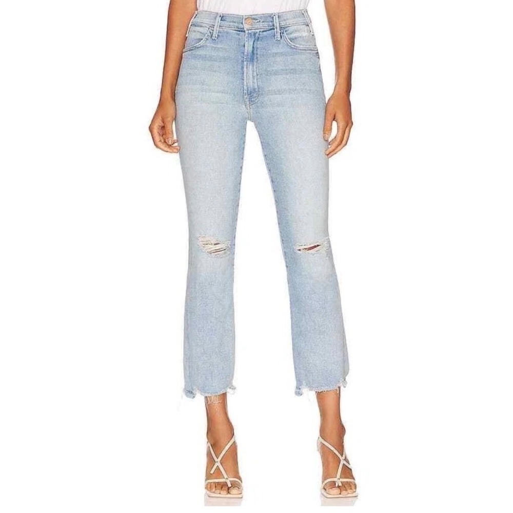 MOTHER The Hustler Ankle Chew Light Denim Jeans Preppy Boho Distressed 27